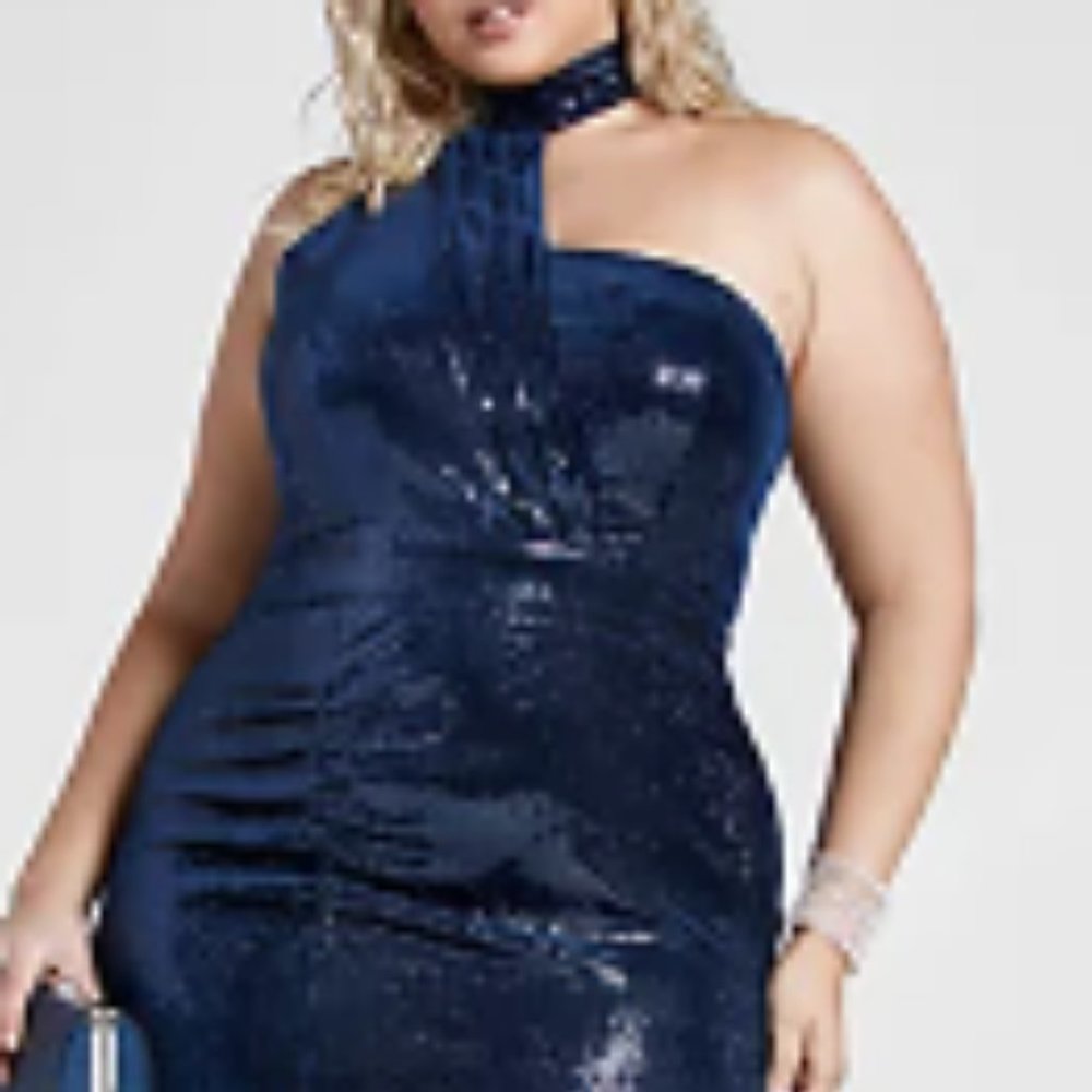 Fashion to Figure, size 2x, navy blue sequin gown